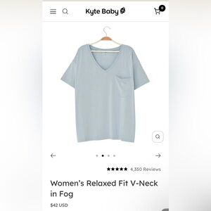 Kyte baby Women’s Relaxed Fit V-Neck in Fog